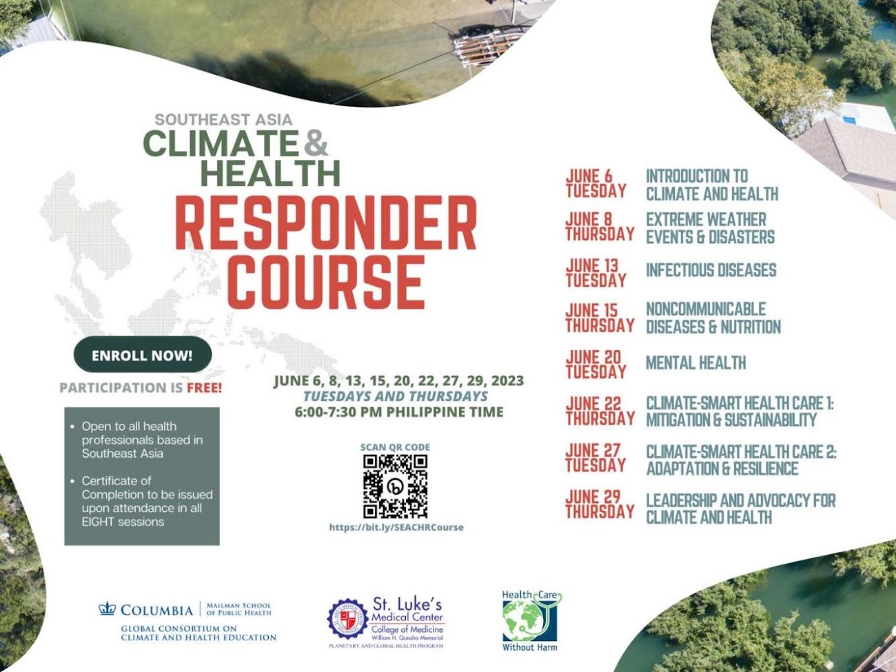 Session Topics of the Southeast Asia Climate and Health Responder Course