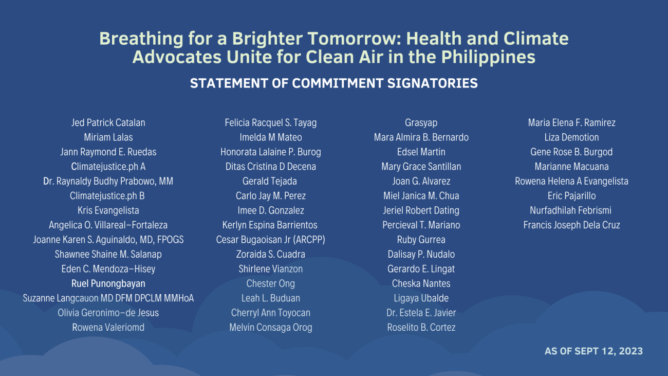 HACCAP Statement of Commitment - Signatories - as of Sept 12, 2023